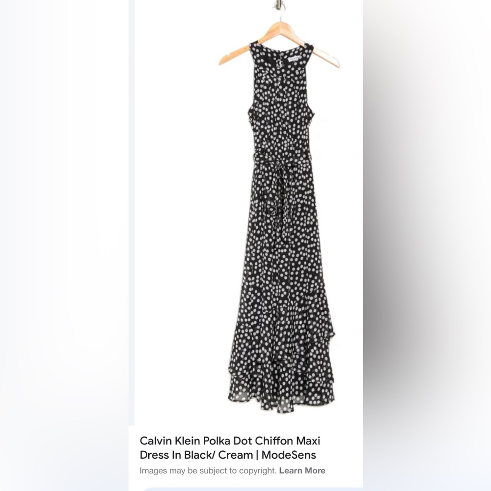 Never worn Calvin Klein Polka Dot Chiffon Maxi Dress